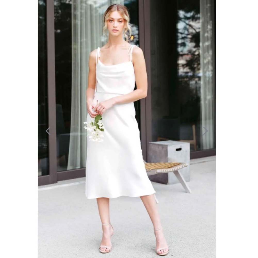 Jenny Yoo Kat Dress - Ivory Satin Midi